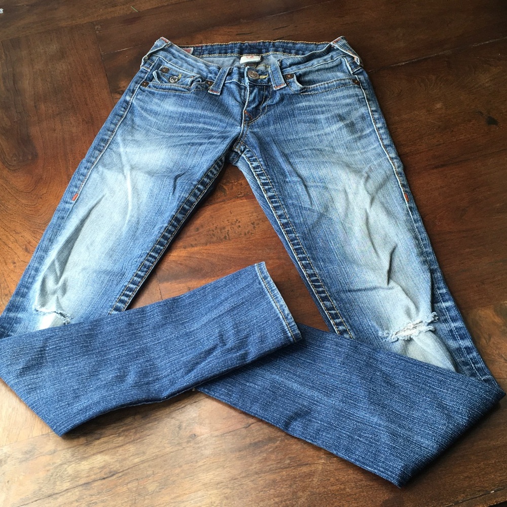 True Religion Distressed Blue Skinny Jeans